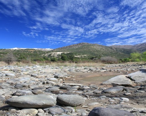 Soft trail in Cajon del Maipo with clear sky